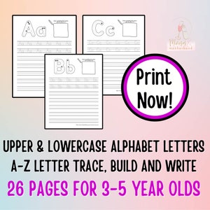 ABC Traceable Handwriting Printable for Kids, Alphabets Tracing Worksheets For Preschoolers, Learn Uppercase & Lowercase Alphabets