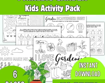 Kids Gardening Activity Pages, Coloring Book, Puzzles (PDF)