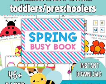 Spring Preschool Busy Book, Nature Activities 47 pages (PDF Pattern)