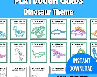 Dinosaurier Knetmasse Karten, Play Doh Mats Aktivität Blätter für Kleinkinder Vorschulkinder Homeschool Montessori
