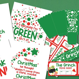 Grinch Movie Night, movie night ticket download and print instantly Christmas movie night Gift ticket Xmas Movie night ticket