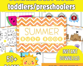 Summer Preschool Busy Book, Nature Themed Toddler Activities 55 pages (PDF)