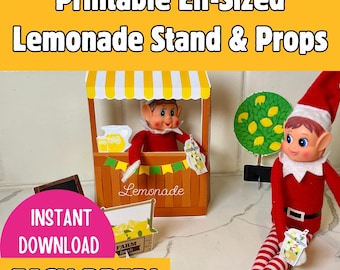 Stojak na lemoniadę w kształcie elfa do druku – miniaturowe elfy i akcesoria do letnich scen