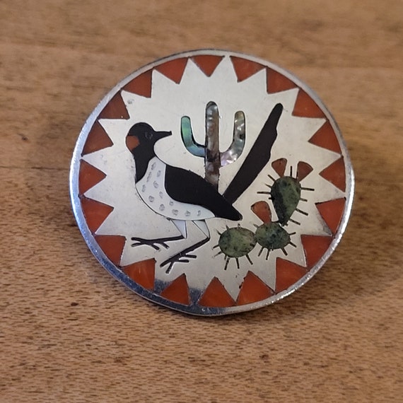 Brooch Roadrunner Handmade Zuni Sterling Dennis Ad