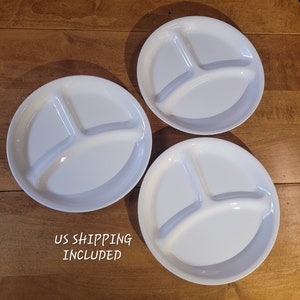 Grill Plates Corelle Group of 3 Divided Plates Lunch Plates Kid&#39;s Plates 8 1/2 Diameter 90s Vintage FREE SHIPPING