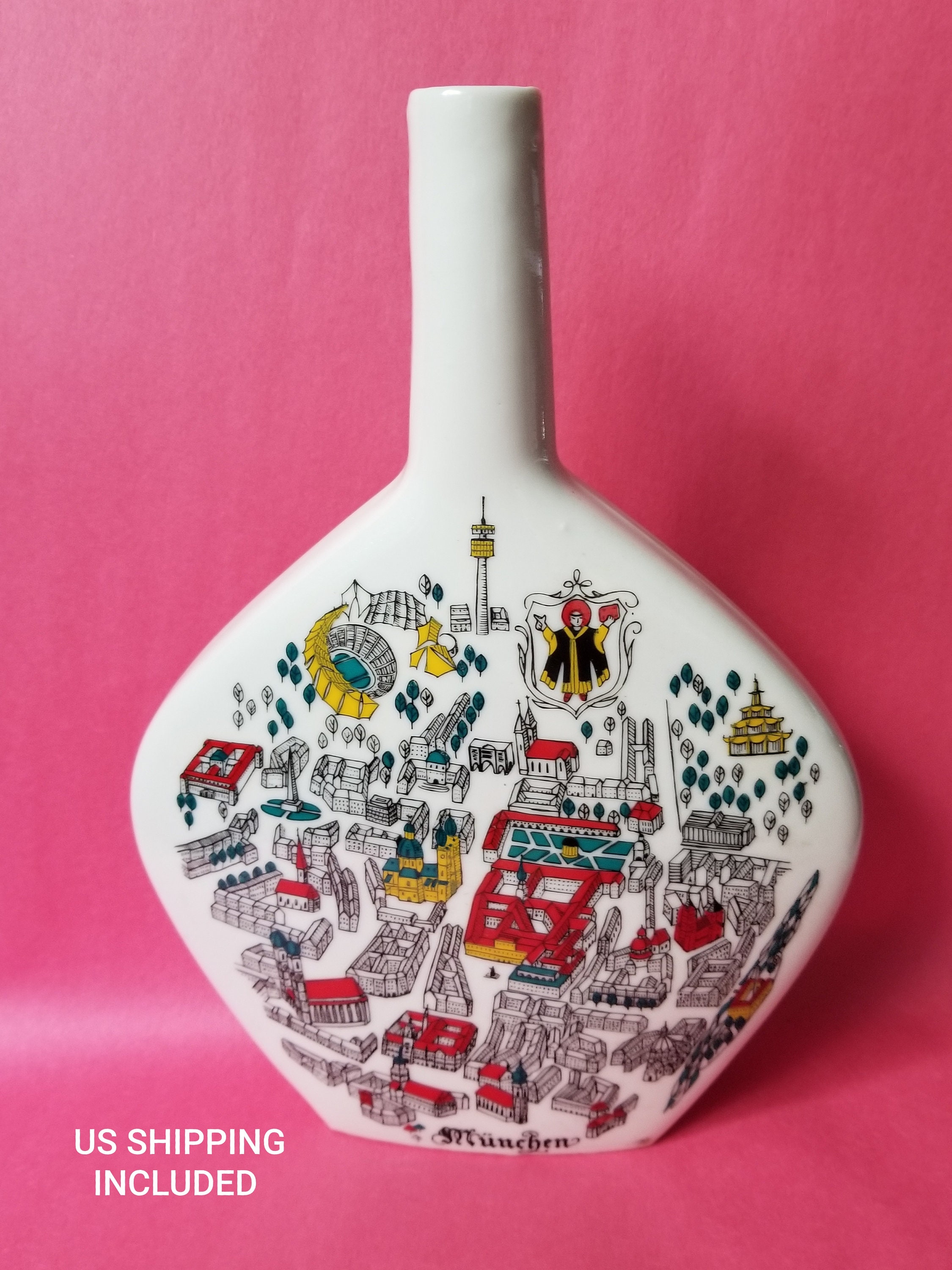 Escorial Green Vintage Liqueur Bottle Anton Riemerschmid Munchen Munich Germany Pop Art 1970s Vintage FREE SHIPPING