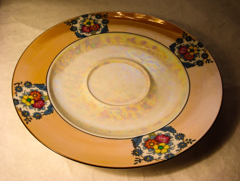 Platter Iridescent Floral Vintage Serving Dish