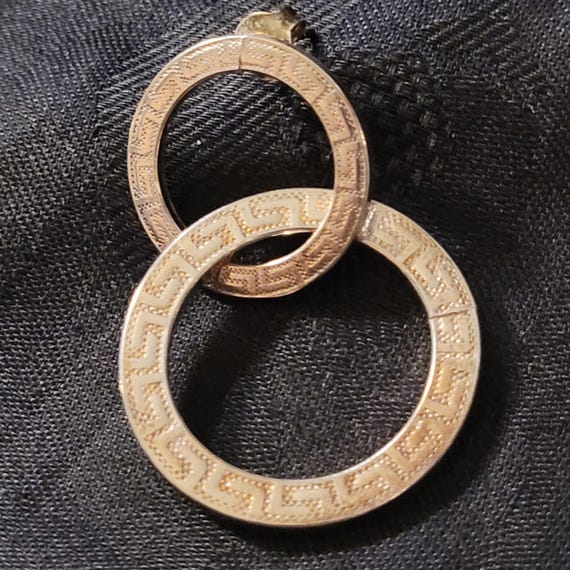 Earrings Greek Key Pattern Dangling Interlocked H… - image 5