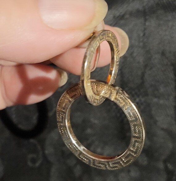 Earrings Greek Key Pattern Dangling Interlocked H… - image 2