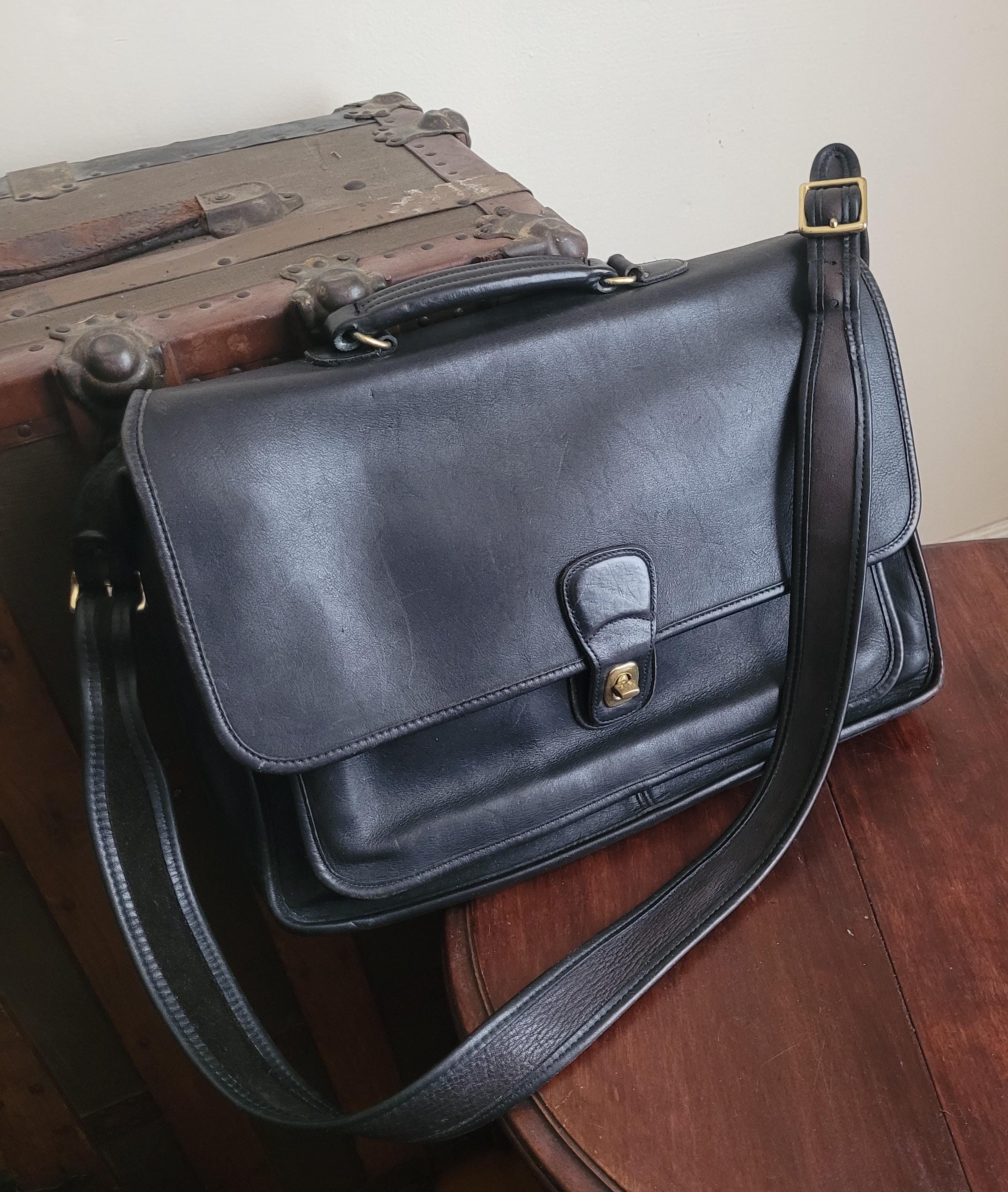 Briefcase Coach Black Leather Business Work Bag Laptop Bag