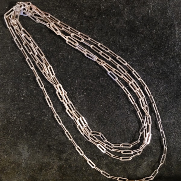 Set of Sterling Silver Chains 4 Strands Total 71 Inches Paolo Romeo Italy 925 Small Paperclip Free Shipping