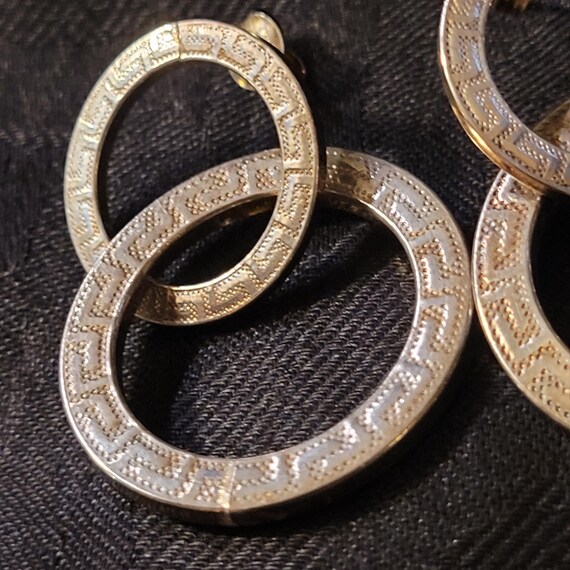 Earrings Greek Key Pattern Dangling Interlocked H… - image 3