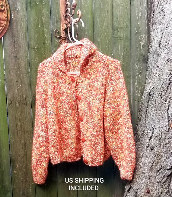 Hand Made Mohair Sweater Orange Bittersweet Mid Ce