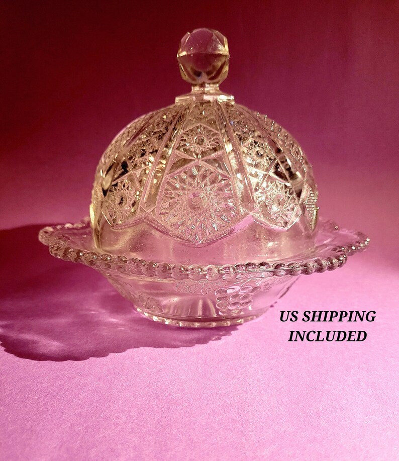 Butter Dome Butter Dish Pressed Glass Cheese Keeper Vintage Etsy
