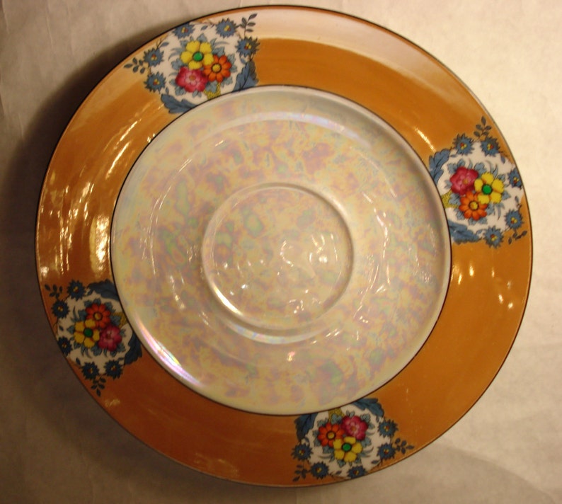 Platter Iridescent Floral Vintage Serving Dish