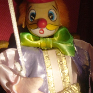Clown Czech Marionette Vintage Puppet Hand Made Toy FREE SHIPPING