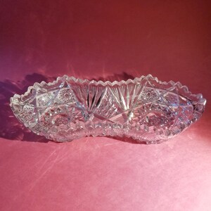 Olive Dish Cut Crystal ABP Relish Candy Small Side Dish Vintage FREE ...