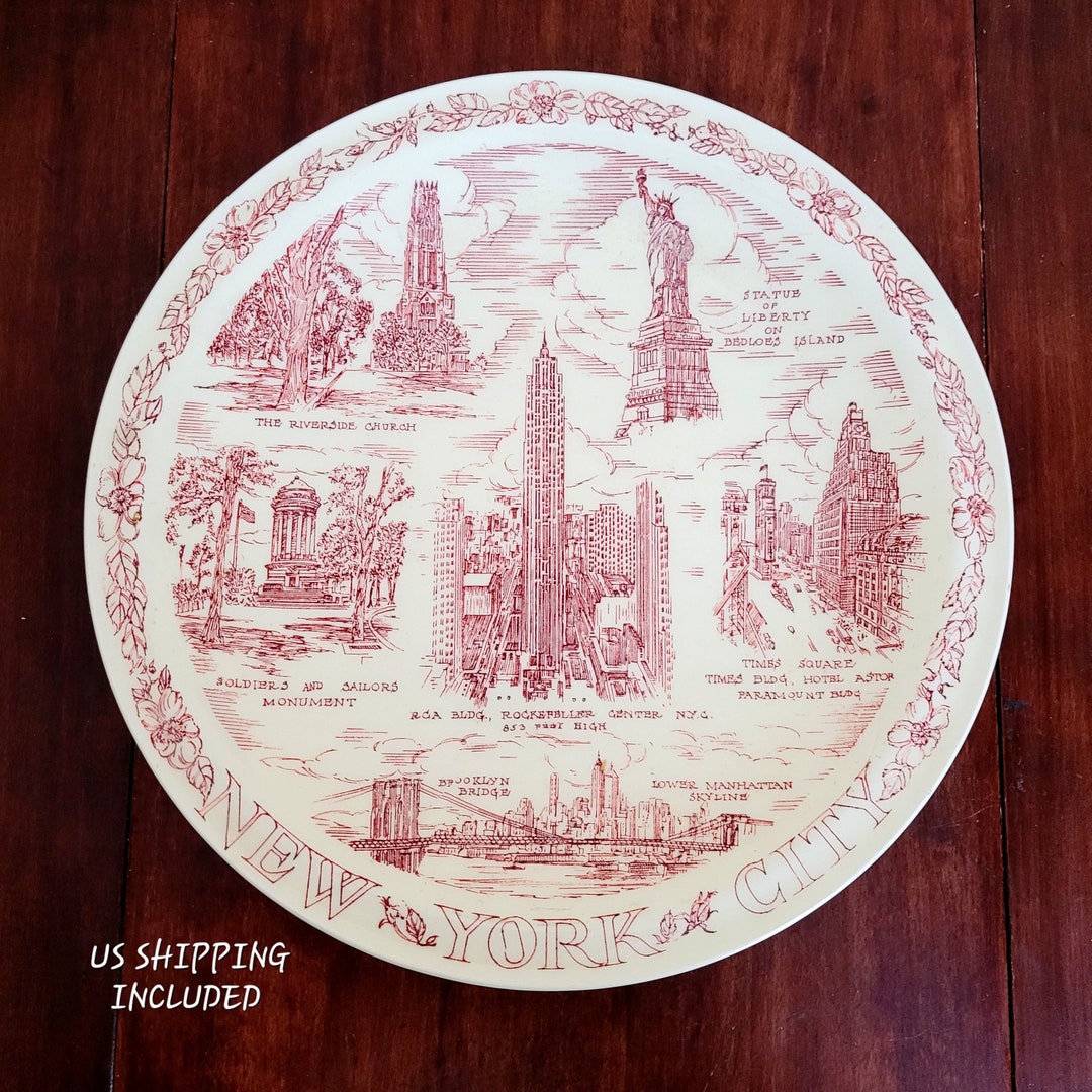 New York City Souvenir Plate Mid Century Modern Vintage Vernon Kilns