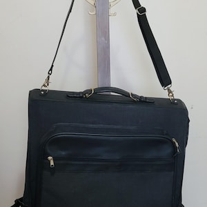 Housse pour vêtements COACH, valise pliable, bagages, tissu bleu nuit, cuir noir, livraison gratuite