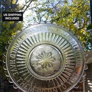 Antique Bread Plate Golden Rule Platter Do Unto Others McKee Glass Star and Pillar 1880s Vintage EAPG Free Shipping
