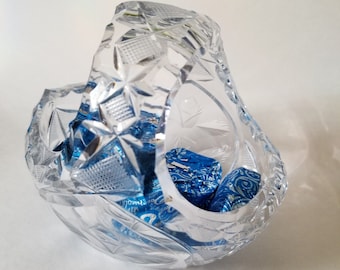 Crystal Basket Cut Glass Candy Dish Ring Dish Hand Cut Crystal Floral Decoration Small Bowl Ring Basket FREE SHIPPING