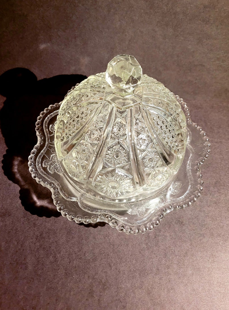 Butter Dome Butter Dish Pressed Glass Cheese Keeper Vintage Etsy