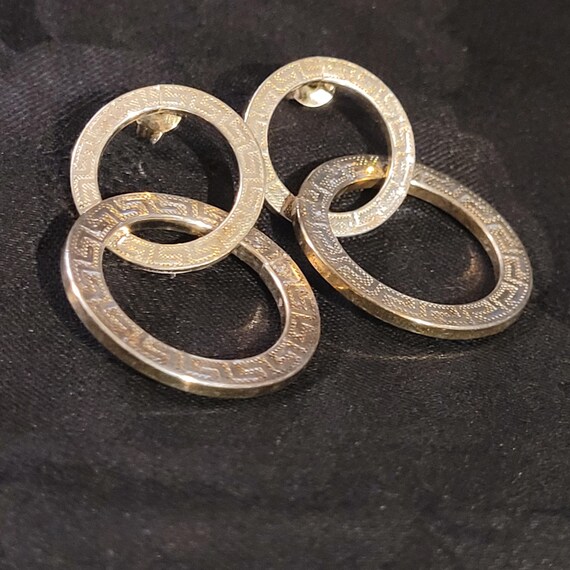 Earrings Greek Key Pattern Dangling Interlocked H… - image 4