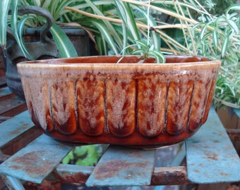 Brown Drip Glaze Planter Flower Bowl Bulb Bowl Brush McCoy 1960s Vintage FREE SHIPPING