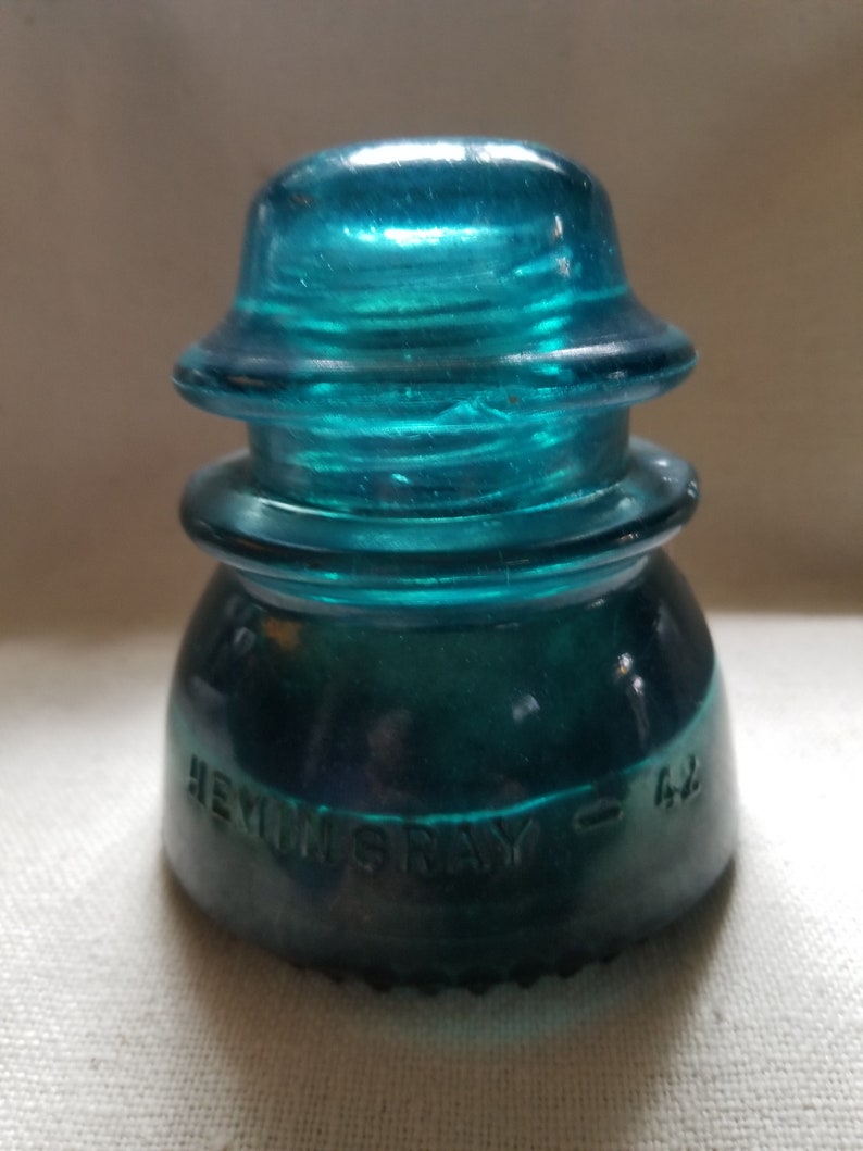 Hemingray Glass Insulator No. 42 Blue Green Glass Railroad Etsy