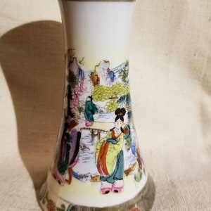 Hatpin Holder Noritake Hand Painted Maruki Vintage Pictorial Landscape Vase Japan  FREE SHIPPING