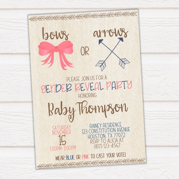 Bows or Arrows Gender Reveal Invitation, Bow or Arrow Gender Reveal Party Invitation, Tribal Gender Reveal, Gender Reveal Theme