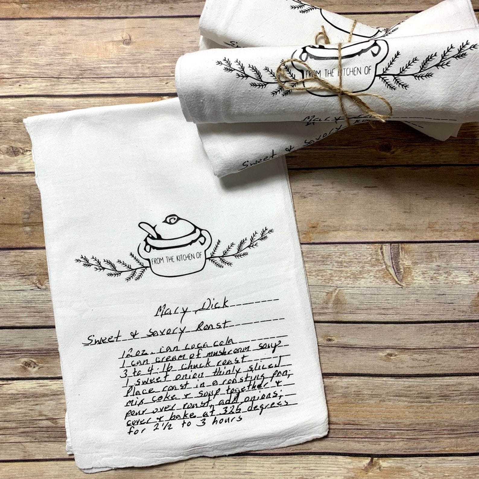 Handwritten Recipe Tea Towel Family Recipe Kitchen Towel Etsy