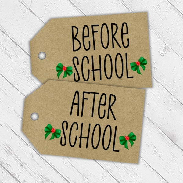 Before Work After School Tags, Before and After School Gift Tag, Christmas Teacher Gift Tags