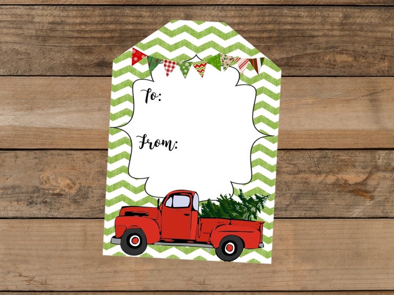 Vintage Truck Christmas Tags Red Truck Christmas Gift Tags | Etsy
