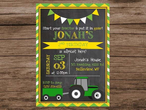 Invitation D Anniversaire De Tracteur Demarrez Votre Etsy France