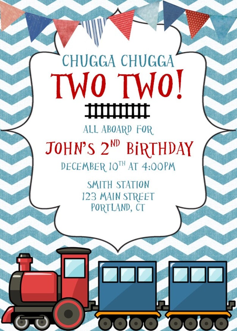 Train Invitation Train Invitations Chugga Chugga Two Two Etsy