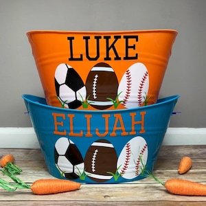 Personalized Easter Buckets, Customized Easter Bucket, Easter Basket for Boys, Boy Easter Basket, Sports Easter Bucket