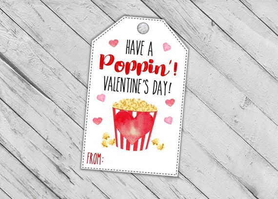Popcorn Valentine's Day Tags Valentines Printable