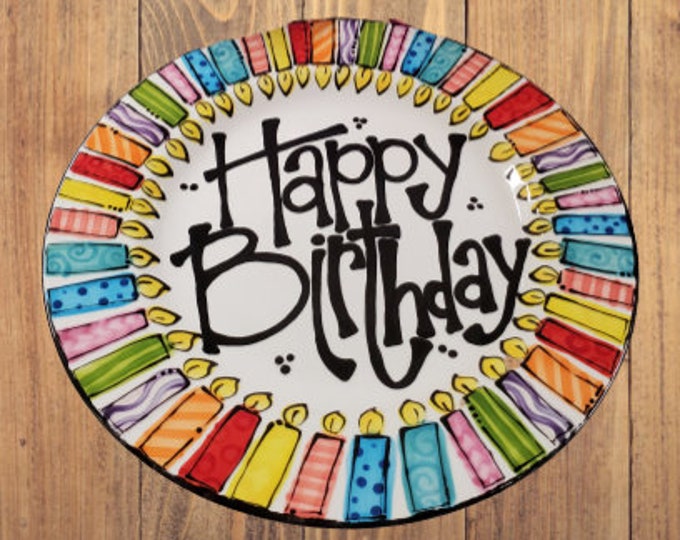 Happy Birthday Dinner Plate Etsy