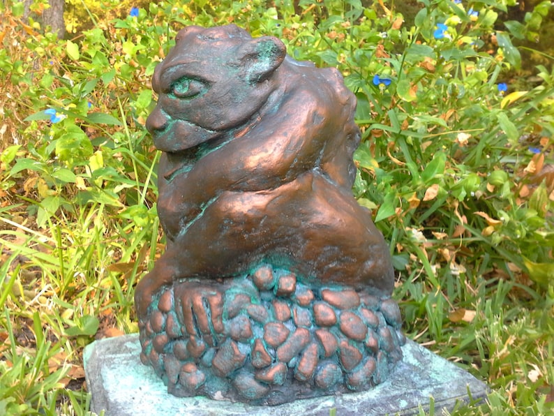 Garden Gargoyle Cement Statue Hand Finished in Bronze With | Etsy