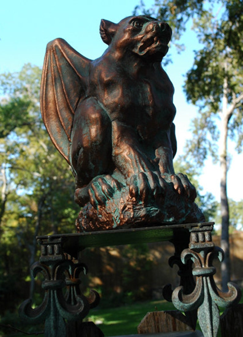 Bronze aged in patina Roof Top Gargoyle Statue for your home Etsy