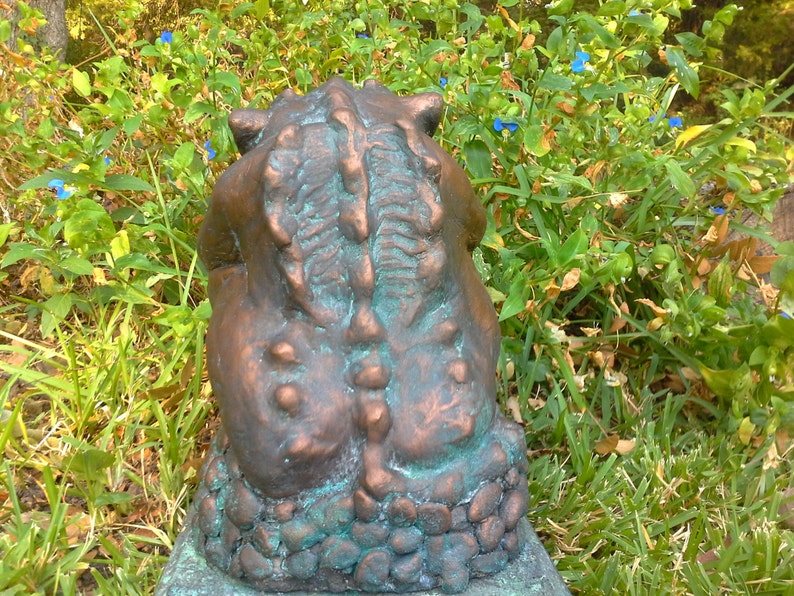 Garden Gargoyle Cement Statue Hand Finished in Bronze With - Etsy