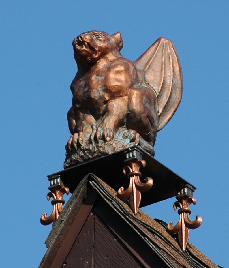 Bronze aged in patina Roof Top Gargoyle Statue for your home Etsy