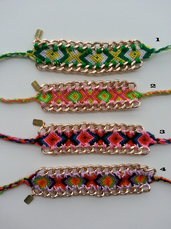 Items similar to Friendship bracelet with double gold chain on Etsy