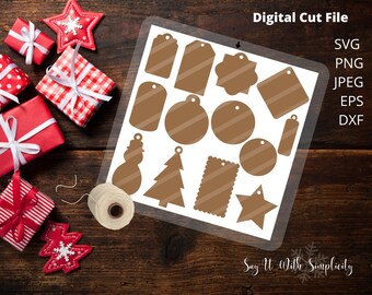 Christmas Gift Tag SVG/ Tag Cutting Machine File/Vector Gift Tags/Gift Tag Template