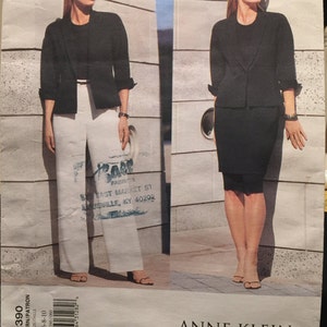 Vogue American Designer Anne Klein Misses Misses Petite Semi- Fitted Jacket Rękawy do łokcia, Spódnica, Spodnie z szeroką nogawką Rozmiar 6-10 Wzór 2390