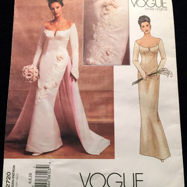 OOP Elegant Vogue Bridal Original Couture Wedding Evening Gown, Off Shoulder, Fitted Bodice, Rosettes, Optional Train Size 6-22 Pattern 2720