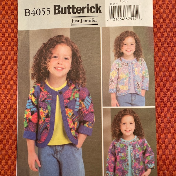 Butterick " Just Jennifer" Children's Patchwork above hip jacket with below elbow sleeves, Size 1-2-3  Pattern B4055