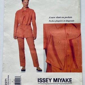 RARE Vintage Vogue Issey Miyake Misses’ Avant-garde Jacket Top- Stitch Details and Taper-Leg Pants with Pockets Size 8, 10 Pattern 2271