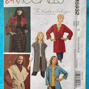 McCall’s Misses’ &quot;The Fashion Cardigan&quot; 2 Lengths and Sleeve Options with Belt Size XS-S-M Pattern M5932